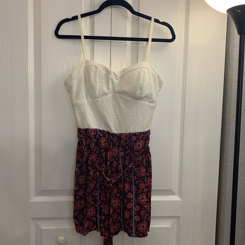 NWOT Lily Rose red floral & white quilted romper
